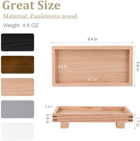 Bathroom Counter Tray Wooden Riser Display Kitchen Soap Holder, Brown - Image 5
