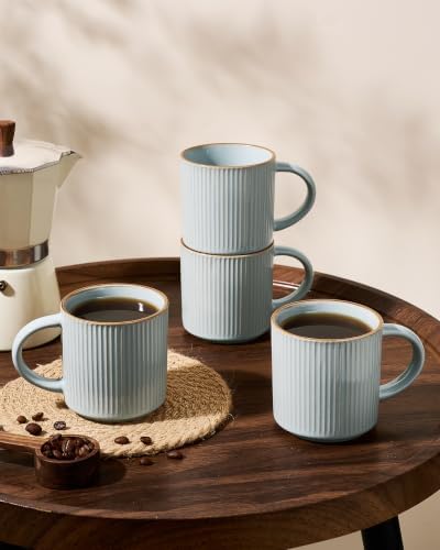 famiware Coffee Mug Set of 4, Star 12 oz Ceramic Mugs Cups Set with Handle - Image 3