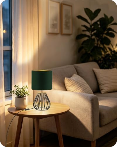 Black and Green Table Lamp, 12.6" Small Bedside Lamp with Bulb - Image 6