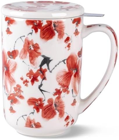 AmorArc Tea Cup With Infuser and Lid, 18oz Loose Leaf Tea Mug With Steeper by AmorArc