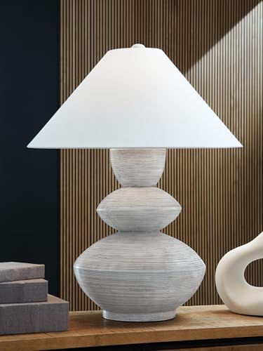 Signature Design by Ashley Table Lamp, 30" Gourd, Distressed White - Image 4