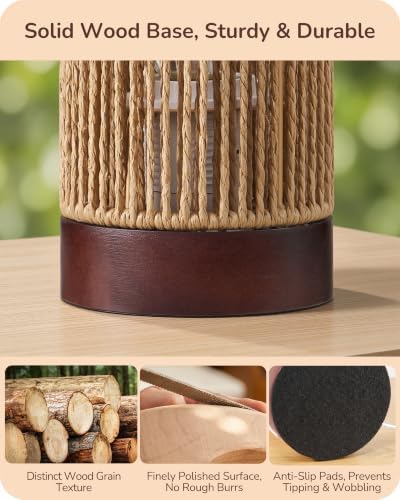 EDISHINE 9.85IN Wood Table Lamp, E26 Socket, No Assembly Required - Image 2