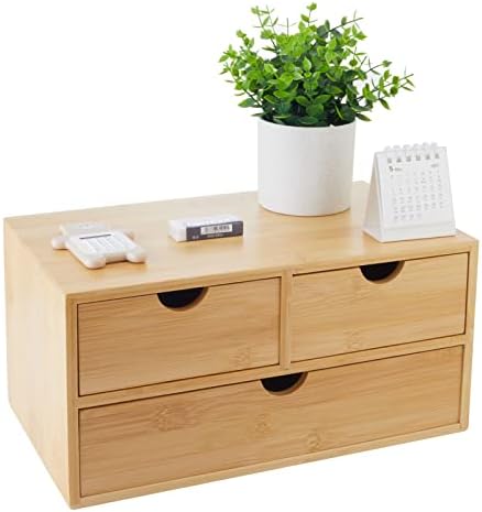 Charmewooden Bamboo Desk Organizer With Drawers Countertop Drawers Counter Storage Box Corner Desk Organizer for Home Office No Assembly Required by Charmewooden