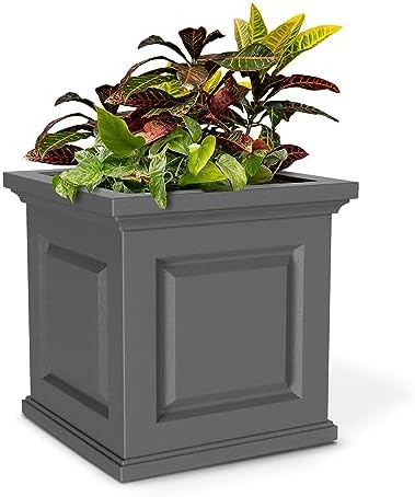 Mayne Inc. Nantucket Square Planter - Graphite Grey - 20in L x W x H - 7.5 Gallon Built-in Water Reservoir by Mayne