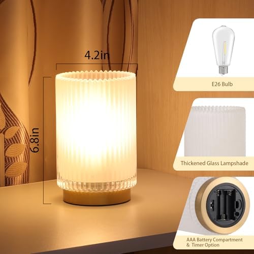 Cordless Table Lamp with Timer, Bedside Lamps with LED Warm Light - Image 2
