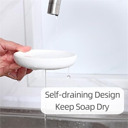 Holder Round Self Draining Small Ceramic Tray Cute Jewelry Soap Dish - Image 4
