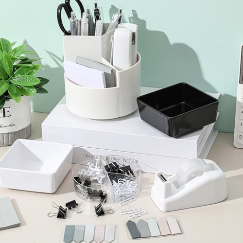 Kosiz 27 Pcs Black White Desk Accessories Gift for Aesthetic Desk Organizer Neutral Office Supplies Pen Holder Stapler Binder Sticky Notes Paper Clips Scissor Staples for Back to School(Classics) - Image 5