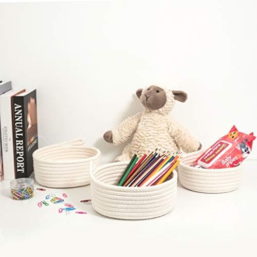 MINTWOOD Design Set of 3 Cotton Rope Nesting Bowls, Small Catch All Basket, Cute Closet Baskets and Bins for Shelves, Mini Table Basket Organizer for Small Accessories - Image 4