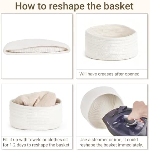Dahey Set of 4 Mini Woven Baskets, Small Gift Baskets for Organizing, White - Image 4