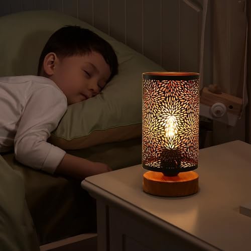 Small Industrial Table Lamps Dimmable, Bedside Lamps for Nightstand,End Table Side Desk lamp with Rustic Black Metal Cage Lampshade for Bedroom, Kids Room Living Room 2700K LED Bulb Included - Image 3