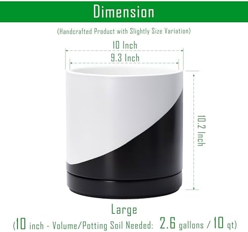 D'vine Dev 10 Inch Ceramic Planter Pot, Black White Diagonal, 94-O-E-K - Image 2