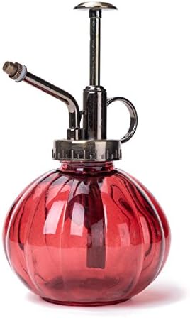 Flower Water Spray Bottle Can Pot Plant Mister | Vintage Pumpkin Style Decorative Glass Plant Atomizer Watering Can Pot with Pump for Terrariums Flowers Potted Plants (Red) by THYTrading