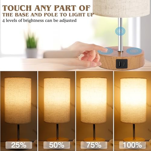 UNIFUN Nightstand Lamp, Touch Dimmable with USB-C Charging & Bulb - Image 3