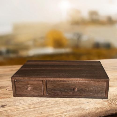 Wood Desktop Organizer Office Supplies Organizer with Drawer Versatile Cosmetic Organizer for Sticky Notes Stamps Paper Clips, 2 Drawer - Image 5