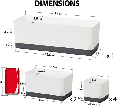 Self Watering Planters Pots for Indoor Plants, 7 Pack 4+8+17 Inch Plastic Window Boxes Planters Herb Planter, Rectangle Rectangular Planter Windowsill Planters with Drainage and Saucer - Image 3