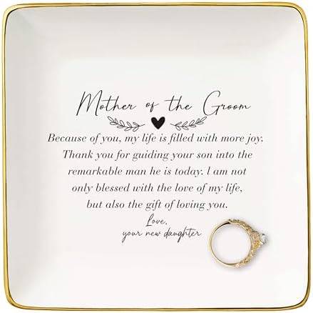 Mother Of the Groom Gifts from Bride,Bridal Shower Gifts for Mother-In-Law Appreciation,Wedding Present-Thank You Presents for New Mom-Because Of You-Jewelry Tray Trinket Holder Ring Dish by NZY