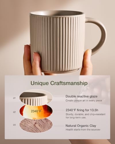 famiware Coffee Mug Set of 4, Star 12 oz Ceramic Mugs Cups Set with Handle - Image 6
