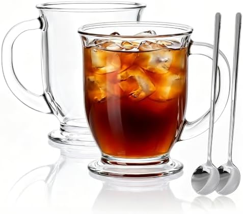 Accguan 2Pack 15 oz Clear Glass Coffee Mugs with Handle, Dishwasher Safe by Accguan