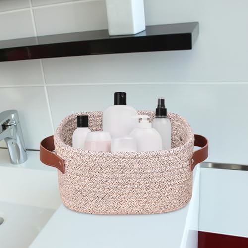 ABenkle Small Storage Basket, Mini Baskets with Handle, Cute Cotton Woven Baskets for Shelves, Boho Decorative Toy Storage Bin for Nursery, Spa, Empty Gift Basket - XS, Mixed Brown - Image 3