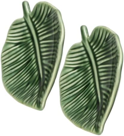 2pcs Leaf Shaped Ceramic Trinket Dish for Jewelry and Keys by SWOOMEY