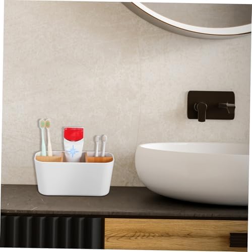 UKCOCO White Bamboo Desk Organizer with Multicompartment Design for Office - Image 6