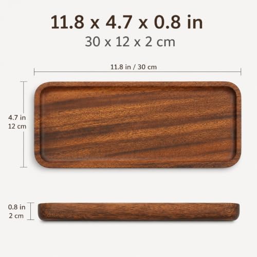 Walnut Serving Tray, Solid Wood Bathroom Vanity Tray, 11.8 x 4.7 in - Image 2