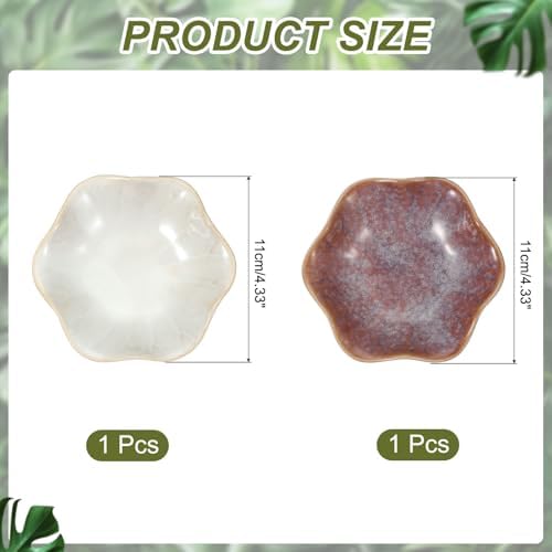 uxcell 2Pcs Ceramics Jewelry Plate, Lotus Leaf Shape Key Holder Bowl for Entryway Table Decor Small Ring Tray Dish Gift for Women Girlfriend, Purple/White - Image 2