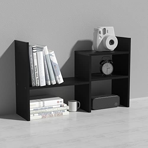 MASAKA B&W - Kawaii Storage Desktop Organizer for Your Desk Space, Double H Plants Display Shelf, Home Office Storage Rack Adjustable Stackable for Office, Dormitory (Black*02) by MASAKABW