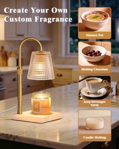 White and Gold Marble Candle Warmer Lamp,Luxury Home Decor - Image 6