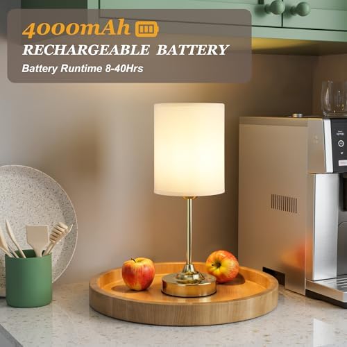 Rechargeable Table Lamp, Battery Operated, Touch Control, Brass, 1 Pack - Image 3