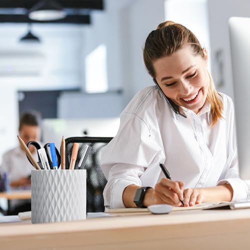 Pen Holder - 360° Rotating, 5 Slot Pen Holder For Desk. Pencil Holder For Office,School,Dorm Room&Vanity, Desk Accessories(White) - Image 2
