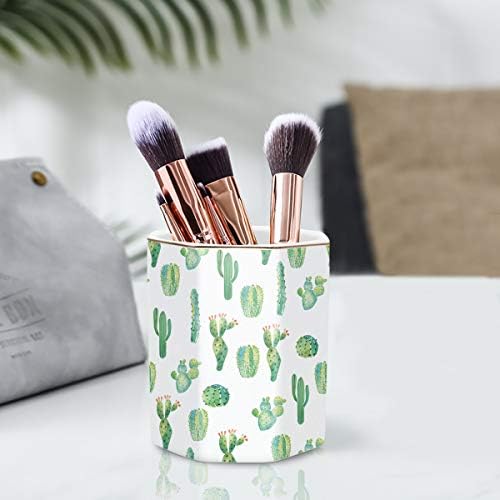 Cactus Pen Holder, Stand for Desk Pencil Cup for Girls Kids Durable Ceramic Desk Organizer Makeup Brush Holder for Office, Classroom, Home - Image 3