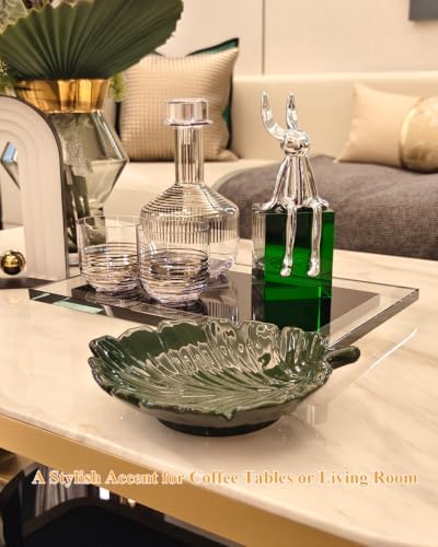Green Ceramic Leaf Tray, Small Palm Leaf Decorative - Image 4
