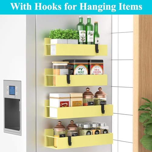 HuggieGems Metal Magnetic Spice Rack for Refrigerator Yellow, 4 Pack - Image 2