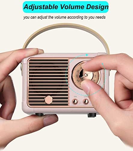 Dosmix Retro Bluetooth Speaker, Vintage Mini Decor Gift for Women Girl Pink - Image 3