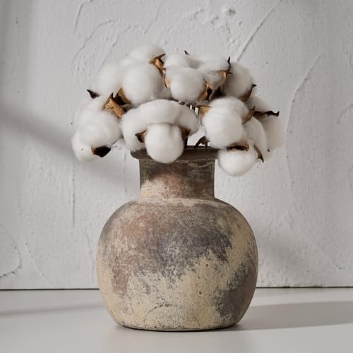 SIDUCAL Ceramic Rustic Farmhouse Vase | 6 Inch Pottery Decorative Flower for Home Decor | Boho Vase | Terracotta for Table, Living Room, Bathroom Decoration, Shelf Decor, Mantel by SIDUCAL