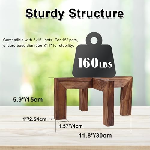 Vigordream Plant Stand, Indoor/Outdoor Wood Plant Holder, Flower Pot Stand - Image 3