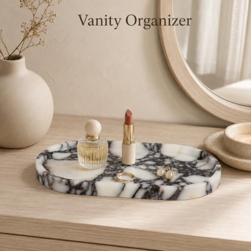 Oval Stone Vanity Tray for Perfume and Jewelry, 9.84 in - Image 6