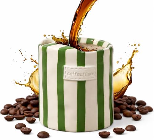 Ceramic Coffee Mug 1 Pack, Striped Coffee Cup for Coffee Tea Latte Cappuccino, Modern Drinking Mug for Home Office Kitchen, Cute Aesthetic Mug Gift for Women Men by Unknown