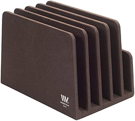 MobileVision Multi Device Stand & Organizer for Smartphones, Tablets and Laptops, Executive Dark Brown, 5 Slots - Image 7