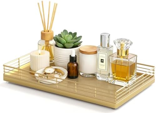 Bathroom Vanity Tray, 13" x 8" Oak Decorative Wooden Tray for Countertop by Focusonit
