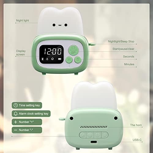 QANYI Small Timer Clock Toaster Lamp, Cute Night Light with Time Management Tool and Table Clock Alarm Digital Timer for Kids, ABS+PC Kids Lamp Birthday Gifts for Teen Toddler Baby Girls Boys - Image 6