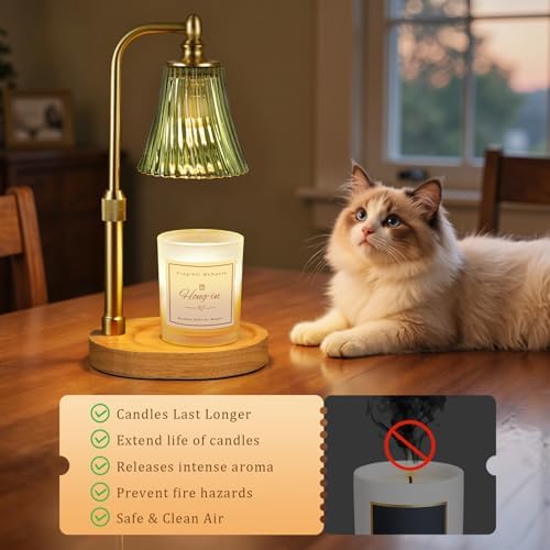 Hong-in Green Candle Warmer Lamp with Timer Dimmable,Birthday Gifts for Women,Adjustable Height Wax Melt Warmer for Jar Candles,House Warming Gifts New Home,Ideal for Office,Dorm,Bedroom Home Decor - Image 3
