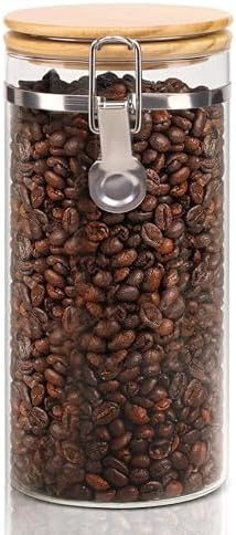 Glass Coffee Canister Coffee Containers for Ground Coffee Coffee Bean Storage Airtight Seal with Locking Clamp, Coffee Bar Accessories Perfect for Kitchen Storage by EQEYBRAND