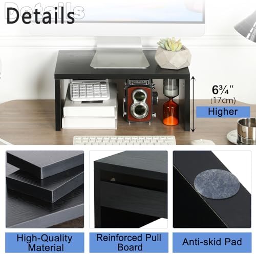 TEAMIX 6.7 inch Tall Monitor Stand Riser, Wood Shelf Riser, Desk Organizer - Image 5