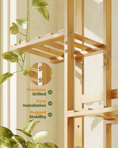 Bamworld Bamboo Plant Stand Indoor 5 Tiered Plant Shelf, Natural 43 Inch - Image 4
