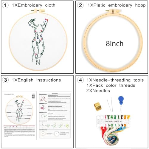 Easy Flower Embroidery Kits for Adults Beginners, Embroidery Starter Kits, Woman Floral Stamped Cross Stitch Kits Needlepoint Kits for Beginners Adults, Embroidery Hoop, Thread, Fabric, Video Tutorial - Image 7