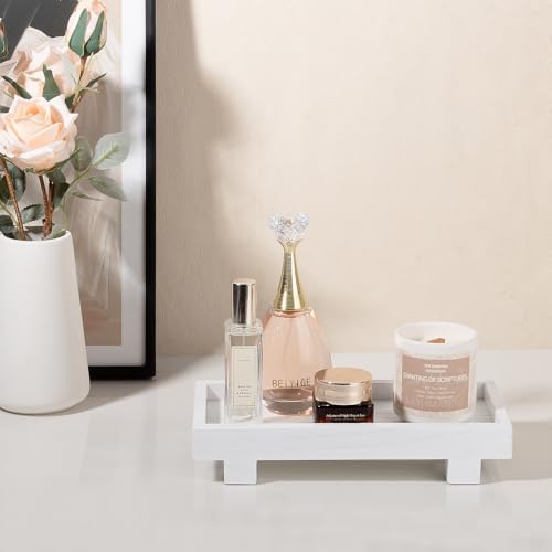 Bathroom Counter Tray Wooden Riser Display Kitchen Soap Holder, White - Image 2