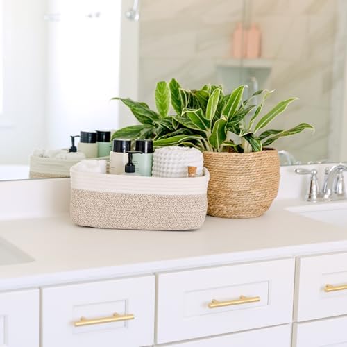 NaturalCozy 13.5”x8.5”x5.5” Storage Baskets for Shelves 3 Pack | Cotton Rope Woven Small Baskets for Organizing | Small Storage Bins for Nursery, Bathroom, Closet, Cube Shelf, Decorative, Gift - Image 4