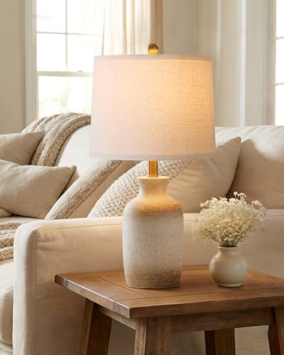 PoKat 24'' Farmhouse Ceramic Table Lamp with Natural Textured Finish - Image 2